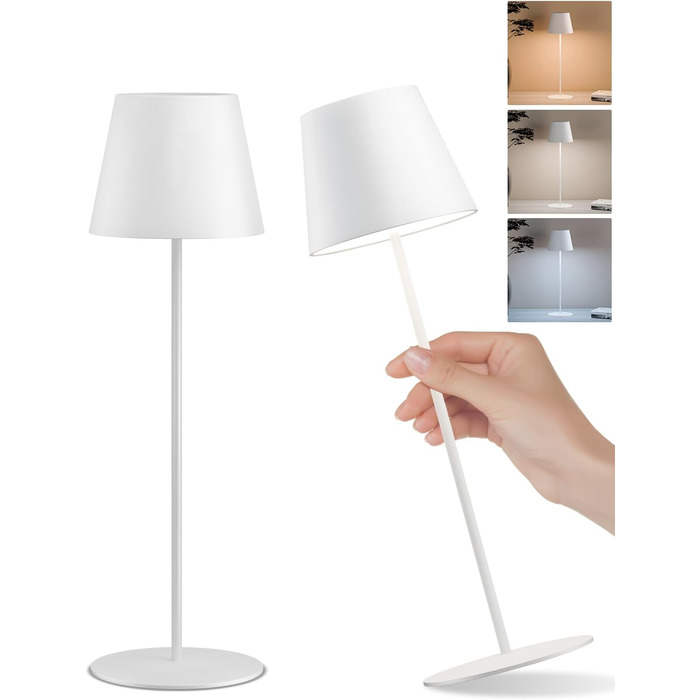 LED настільна лампа FUYO з USB-C зарядкою, акумуляторна, для дому та на вулиці, сенсорне керування, регулювання яскравості, 2700K-6000K, 3 кольори, для вітальні, спальні, балкону, саду, тераси (сіра), 2 шт.