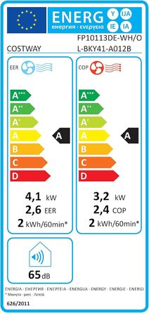 Мобільний кондиціонер COSTWAY 14000 BTU з виносним шлангом. 5-в-1: охолодження, обігрів, осушення, вентиляція, нічний режим. Для приміщень до 135 м³, пульт/додаток, таймер 24h, 4100W, ≤57dB, білий