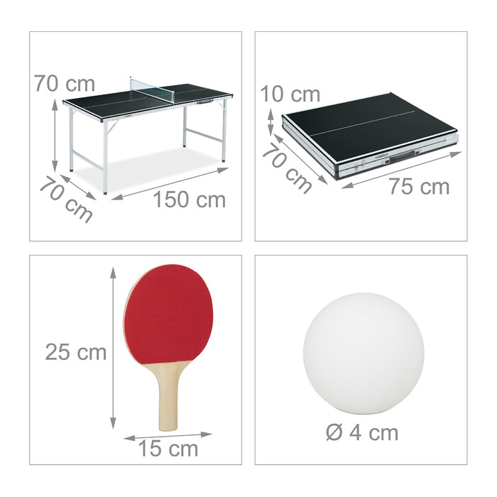 Relaxdays Black Table Tennis Table with Accessories