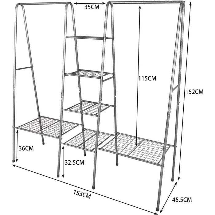 JURMERRY Metal Clothes Rack Clothes Rod Garment Racks with Shoe Storage, (Bronze)