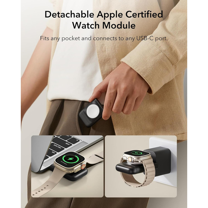 Зарядний станція 3-в-1 ESR для Apple Watch та iPhone з MagSafe, чорна (15W)