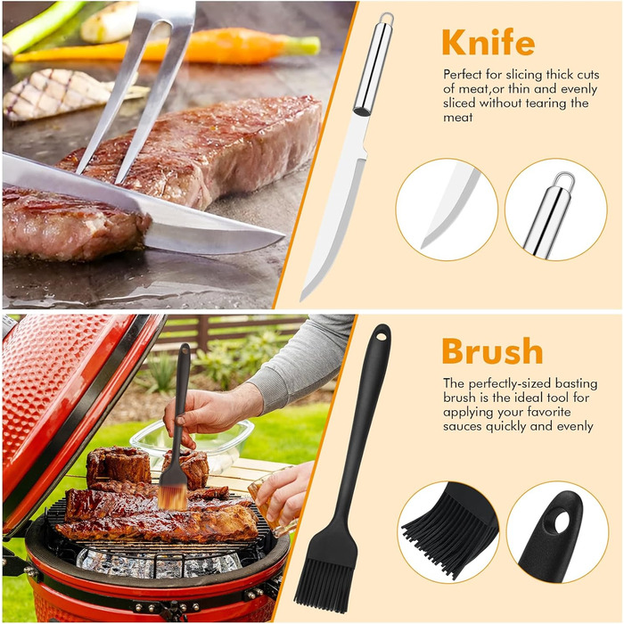 Набір гриль-посуду, нержавіюча сталь, професійний інструмент для гриля, ідеальний подарунок для чоловіків (15 предметів)