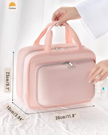 Чоловіча/Жіноча дорожня косметичка для підвішування – водовідштовхувальна, з прозорим вікном, рожевого кольору, середнього розміру (30x23x10 см)