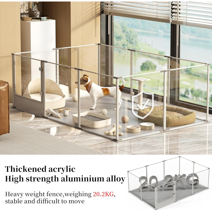 Кія для собак BingoPaw: вольєр для цуценят та собак, 8 елементів, 60 см, XXL, з дверцятами та водовідштовхувальним дном (180x120x61 см)