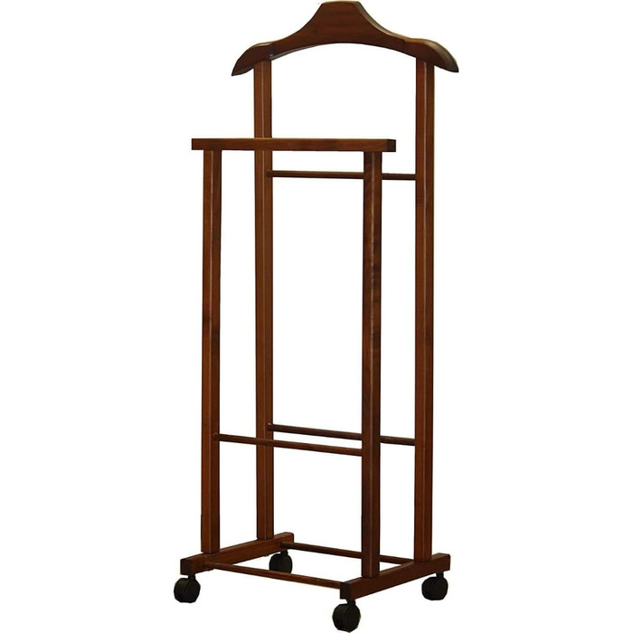 Tomaino - Valet's Bedroom in Wood - Clothes Rack with Wheels Ambrogio - Modern Valet for Clothing and Accessories (Walnut)