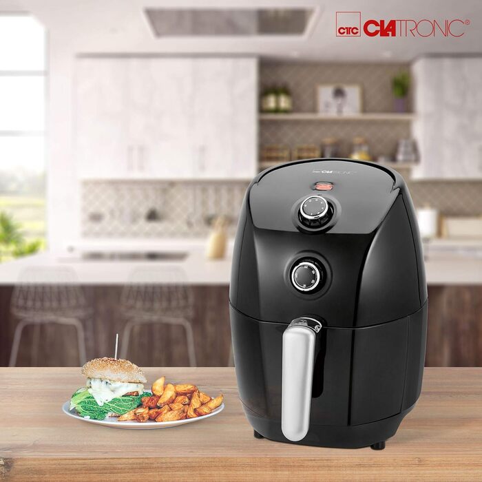 Аерофритюрниця Clatronic FR 3698 H, без олії, 1.5 л, термостат 80-200°C, таймер 30 хв, чорна