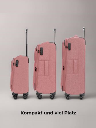 Набір валіз REDOLZ 3 шт. для жінок та чоловіків | Легкі та міцні дорожні валізи з розширенням, Softcase, 4 колеса, TSA-замок | Розширювані валізи (Essentials 12) Rose