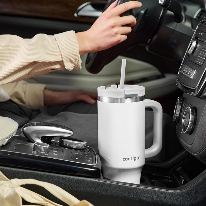 Contigo Streeterville Thermos Flask 1200 ml with Handle and Straw | Insulated Stainless Steel Thermos Bottle with Lid | Keeps Drinks Cold for 29 Hours | Travel Mug | Thermos Mug | BPA-Free (Salt)