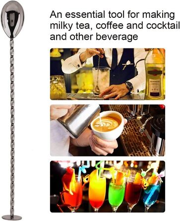 Нержавійна ложка для коктейлів та кави Fdit з довгим руків'ям, для бару та дому