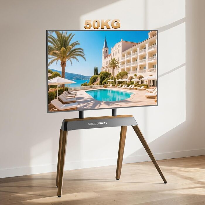 Підставка для телевізора Vanconwey Boden TV Ständer для LED/LCD екранів 40-86 дюймів, дерев'яно-металева, до 110lbs, VESA 600x400mm, горіх (VC-Z1818)