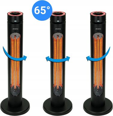 Інфрачервовий обігрівач Climative 2500W з 9 рівнями, IP65 для тераси та приміщення, настінний, з пультом та таймером, чорний (Aura)