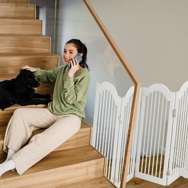 Захисне ворота Relaxdays: розкладне, самостійне, 92 x 205 см, для собак та котів, біле