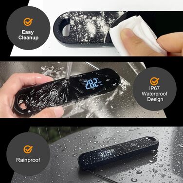 Термометр кухонний Charmline для м'яса, випічки та грилю, точне вимірювання ±0,3°C, автоматичне повороти дисплея