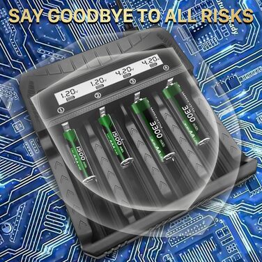 Зарядний пристрій для акумуляторів 18650 з LCD дисплеєм, 12 слотів, універсальний, підходить для 26650, 16340, 14500, 18350, 18500 AA AAA (тільки зарядний пристрій)