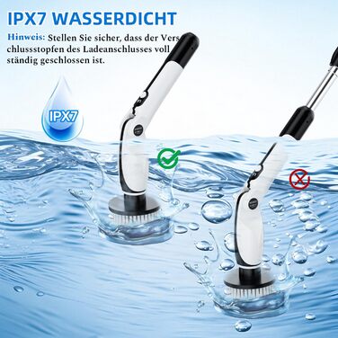 Електрична щітка для прибирання: 7 насадок, 3 довжини, 90 хв роботи, 2 режими швидкості для ванної, кухні, авто