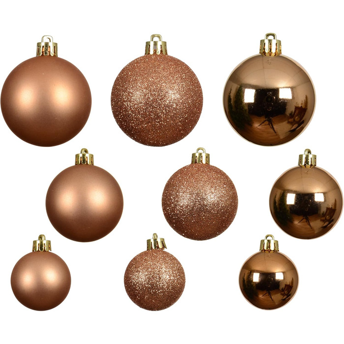 Кульки для ялинки Kaemingk 6 см, 30 шт. - класичні, міцні, для прикраси ялинки на Різдво - матові, блискучі, з глітером (30 шт., Brandy)