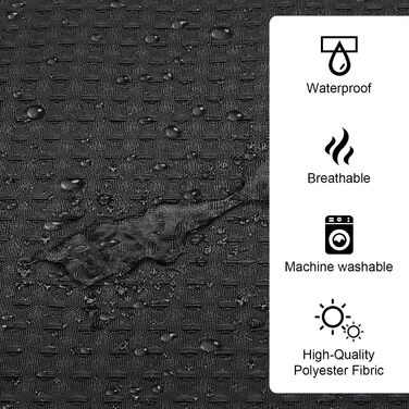 Шторка для душу Waffel 183x198 см - текстильна, поліестер, з магнітною стрічкою та 12 кільцями, непрозора та водонепроникна для ванної кімнати (Чорний, 183x198 см)