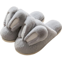 Тапочки-зайчики для жінок та чоловіків, м'які пухнасті тапочки з антиковзким покриттям, світло-сірий колір, розмір 40/41 EU