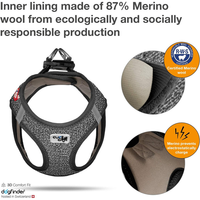 Шлейка для собак Merino Black S, чорна