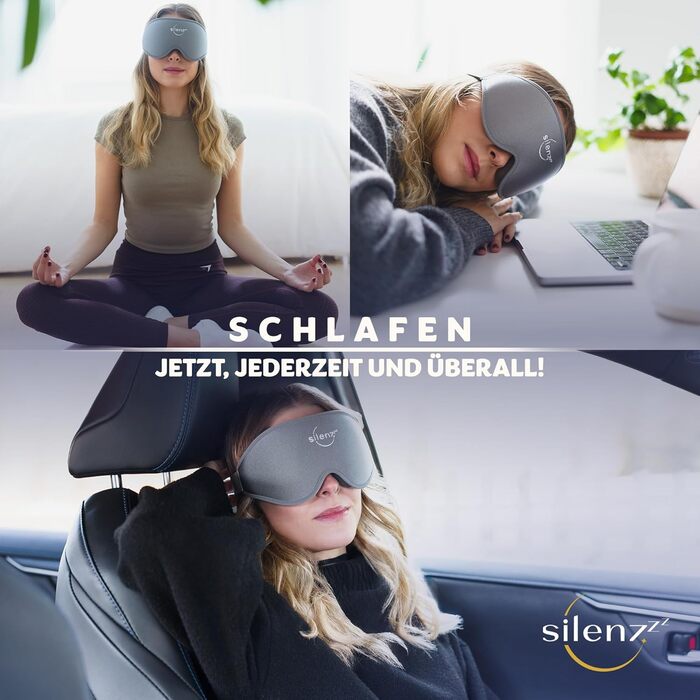 Преміум маска для сну - 3D маска для очей для жінок та чоловіків - зручна маска для сну з м'якою підкладкою для повної темряви - Sleep-Mask, маска для сну рожева, 1 шт. (упаковка з 1 шт.), Cloudy Grey