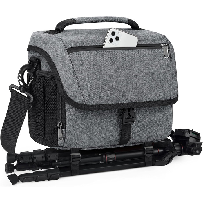 Сумка для камери RAINSMORE для DSLR/SLR з дощеміцною накидкою (сіра)