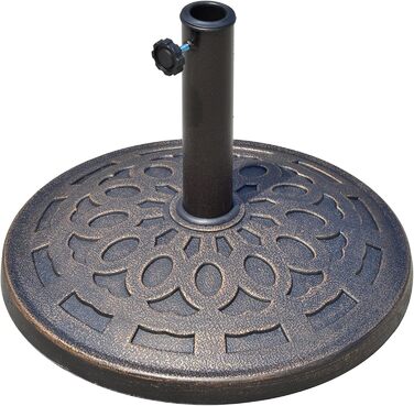 Outsunny Granite Parasol Stand 14kg, Umbrella Stand Grips, Round Umbrella Holder, Umbrella Weight for Parasol 38mm/48mm Tube Diameter, for Balcony, Terrace, Garden, Bronze