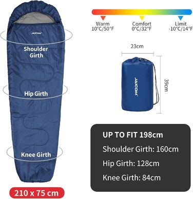 Сплячий мішок 3-4 сезони Ultraleicht Mumienschlafsack (800г/1600г) для дорослих - Outdoor, Camping, Trekking, Indoor, блакитний