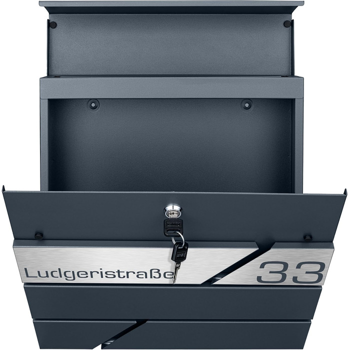 Поштовий ящик з газетницею з нержавіючої сталі, настінний, з замком та відділенням для преси - лазерне гравіювання (Модель 3)