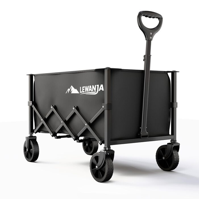 Візок складаний LEWANJA Bollerwagen 200кг з гальмами та регульованою ручкою, 100л – для кемпінгу, пляжу, саду