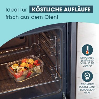 Gourmetmaxx Набір контейнерів для зберігання їжі Glas-Frischhaltedosen 6 шт. (0,725 л) сині - для Meal Prep, мікрохвильовки, морозильника