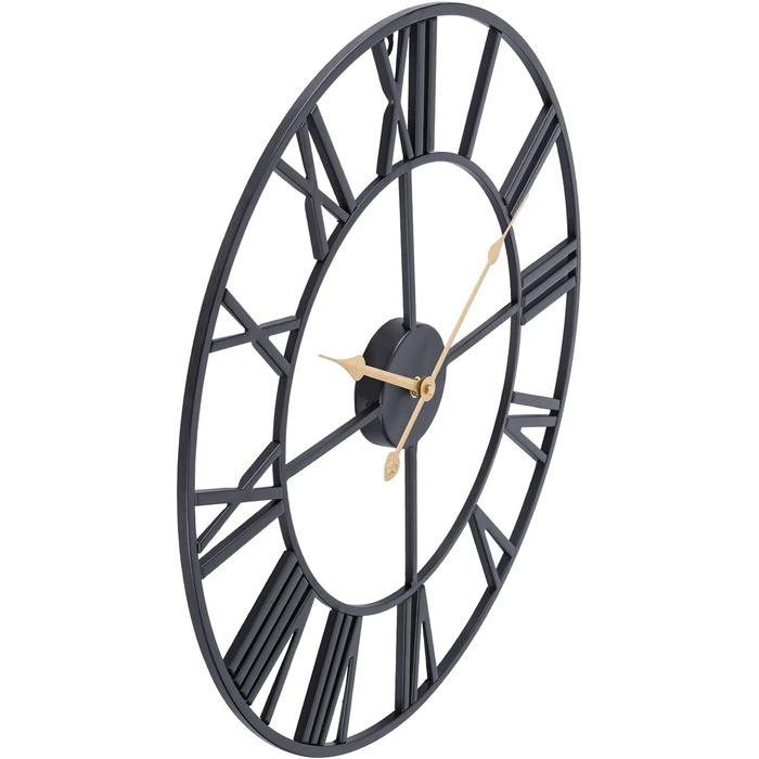 ACCSHINE Wall Clock Large Silent No-Tick Noise 60cm Roman Numerals Quartz Battery Operated Wall Clock Easy to Read for Living Room Kitchen Bedroom Office School