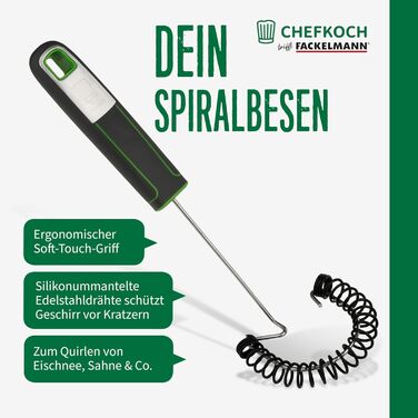 Міксер кухонний Fackelmann Chefkoch з ергономічною ручкою Soft-Touch, нержавіюча сталь, стійкий до 220°C, для збивання вершків та іншого
