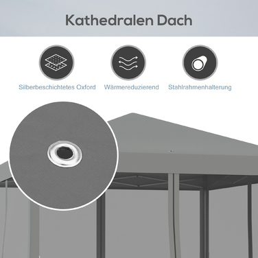 Outsunny Folding Gazebo, Folding Tent 3x3m with Side Walls incl. Carrying Bag Metal and Oxford light grey and black for Garden and Events