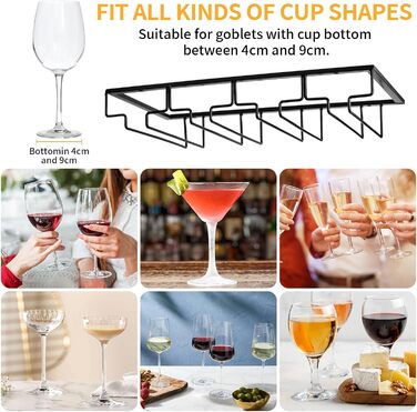 Підставка для келихів CIRULLI (2 шт.) - металева, на 4 келихи, для кухні, бару, ресторану, чорна