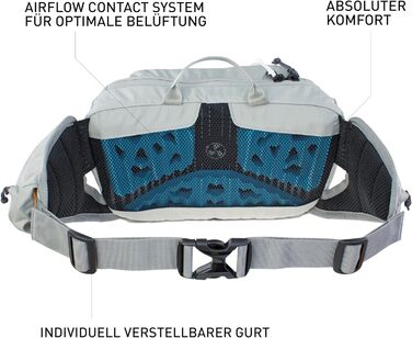 EVOC HIP Pack 3л - поясна сумка, бананка (3л, система Airflow Contact, регульований поясний ремінь, система Venti Flap) сірого кольору без питної бульбашки