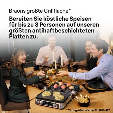 Braun MultiGrill 9 Pro CG 9167, contact grill with grill, flat, and waffle plates and temperature probe. Grill positions: contact, BBQ, oven. Dishwasher-safe plates, Boost function up to 265°.