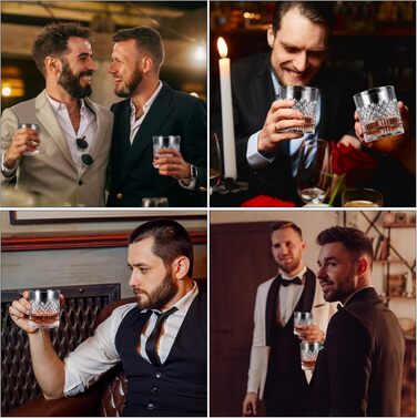 Набір Royouzi з 2 склянок для віскі, 300 мл, для скотчу, бренді, рому, мартіні – персоналізований подарунок для чоловіків, на день народження та поціновувачів віскі