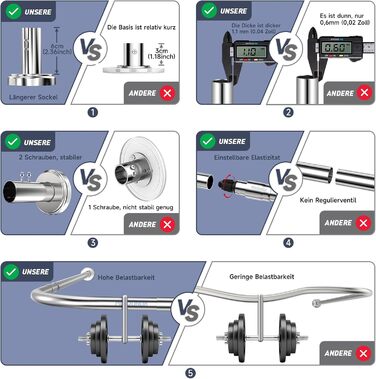 Штанга для душу U/L форми 75×(150-190)×75 см - 2 в 1 (для душу та ванни) з кільцями, без кріплень до стелі