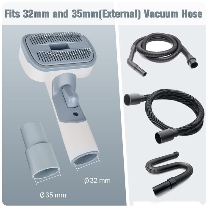 Насадка для пилососа 3-в-1 для видалення шерсті, підшерстка та ковтунів, 32 мм/35 мм, підходить для більшості пилососів