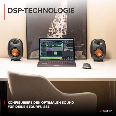 Audizio RS80 HiFi Bluetooth гучномовець, 160 Вт, студійний монітор | Яскравий звук | DSP | 40Hz-20kHz | RCA | USB колонки для ПК, ідеальні для геймерів та меломанів - сірий