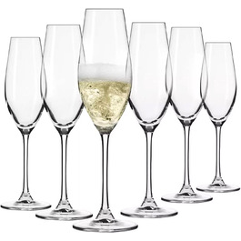 Набір келихів для шампанського Krosno Champagnergläser Set – 6 шт. | 210 мл | Колекція Splendour | Кристалічне скло, без свинцю | Елегантний дизайн з високою ніжкою | Для шампанського, просекко та урочистих подій