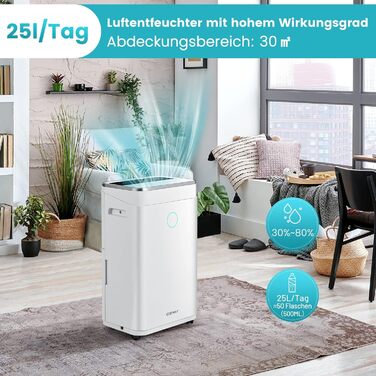 Відбійник повітря COSTWAY з 4 режимами, 5л резервуар для води, таймер 24 години, шланг для зливу, LED-дисплей, для приміщень до 250м³ (100м²), 25л/день