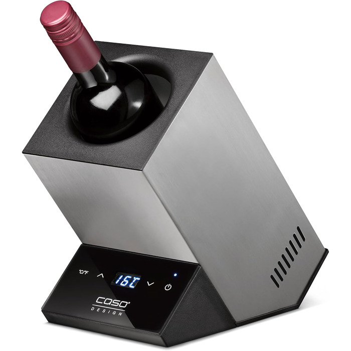 CASO WineCase One Black - Single Bottle Wine Cooler with Stainless Steel Housing