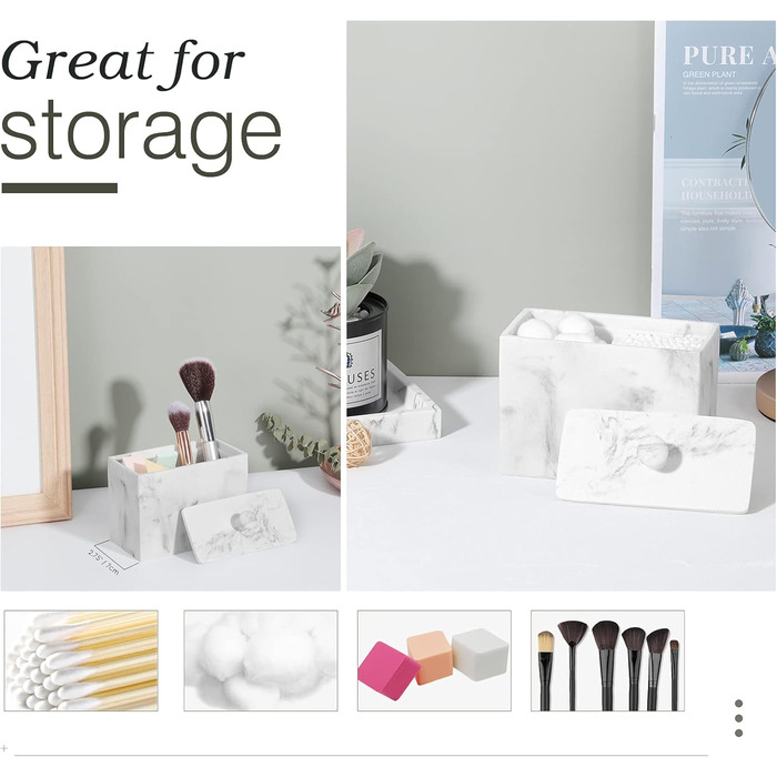 Органайзер для ватних паличок та дисків Luxspire з 2 відсіками, білий. Косметичний контейнер для зберігання ватних паличок, дисків та інших дрібниць.