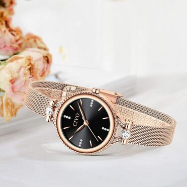 Жіночий кварцовий годинник CIVO A-4 Rosegold: мінімалістичний аналоговий годинник на шкіряному ремінці, водонепроникний