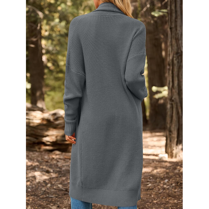 Жіноча в'язана кардиган LILLUSORY, великий розмір, відкритий спереду, зимовий, сірий (L)