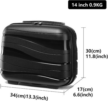 Набір валіз KONO 2 шт: велика валіза-тролі (56 см) + косметичка з поліпропілену, з 4 колесами та TSA-замком (кремовий білий)