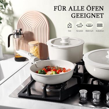 GiPP 5-Piece Ceramic Cookware Set with Removable Handle - Non-Stick, Oven-Safe, Induction Compatible, PTFE/PFOA-Free