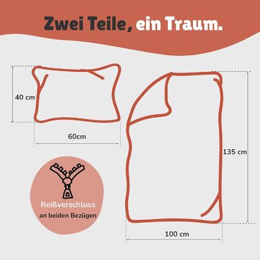 Дитяча постільна брова (2-х частинна) з 100% бавовни Oeko-Tex: ковдра 100x135 см та подушка 40x60 см з блискавкою. Дитяча постіль: дихаюча, терморегулююча, з принтом тварин (лисиця).