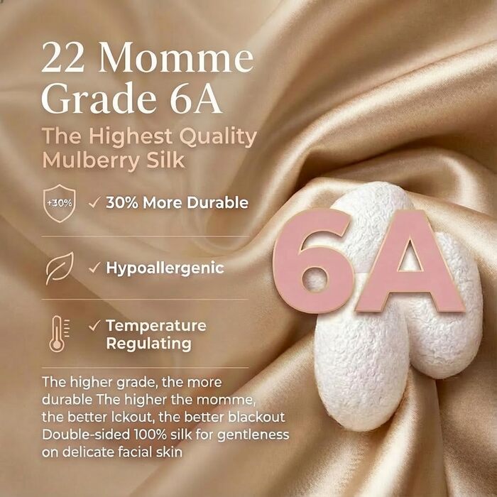 Шовкова маска для сну MATASSE 3D з 22 Momme шовку Mulberry 6A, контурна для жінок та чоловіків, італійський дизайн (Чорний/Шампань)
